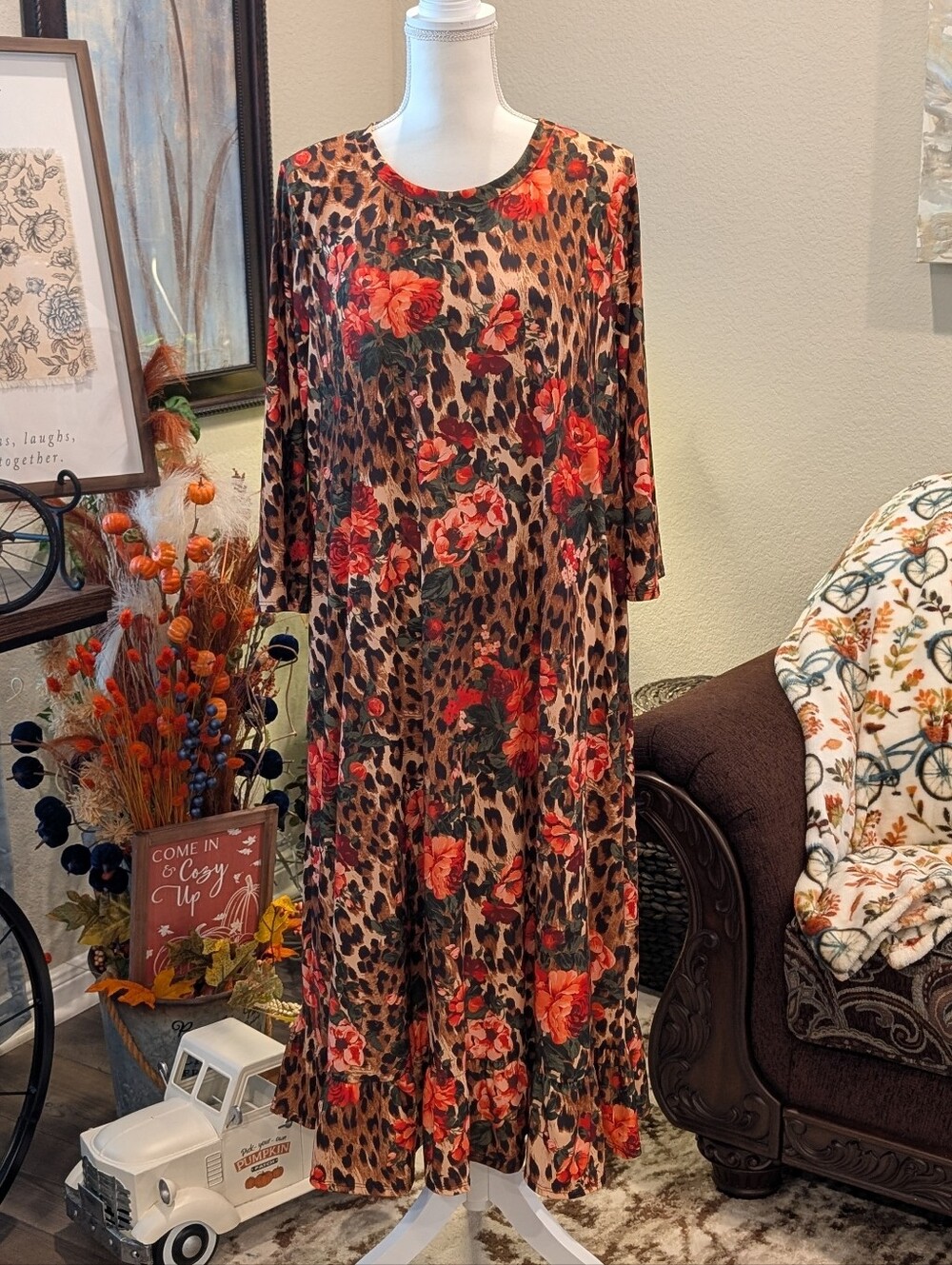 Floral Leopard Print Dress